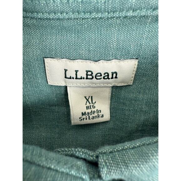 LL Bean Womens Size XL Cotton Button Shirt Green Short Sleeve Casual Collared - Picture 6 of 10
